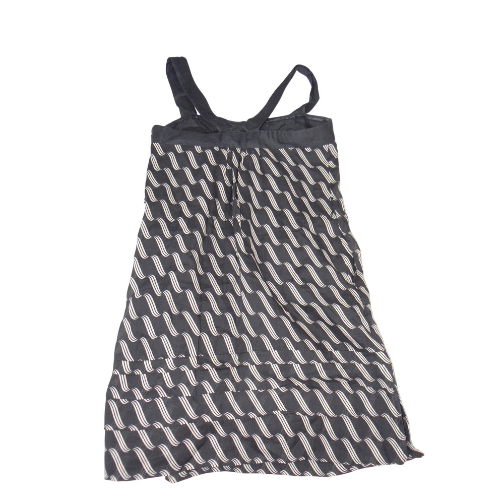 Maeve‎ Anthropologie Black White Wave Print Empire Waist Tiered Dress Size 4